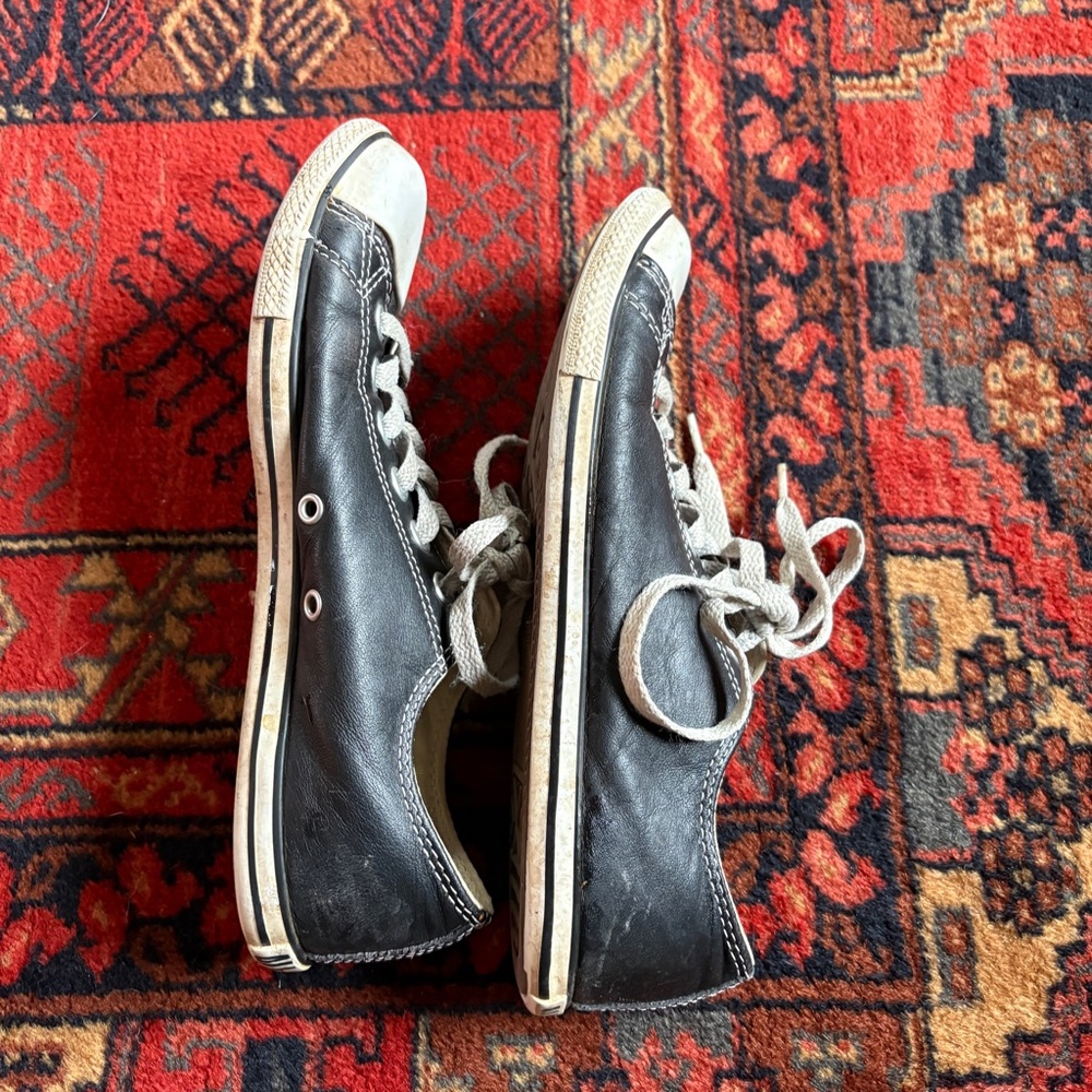Converse Black and White Classic Leather Sneakers - Picture 4 of 6